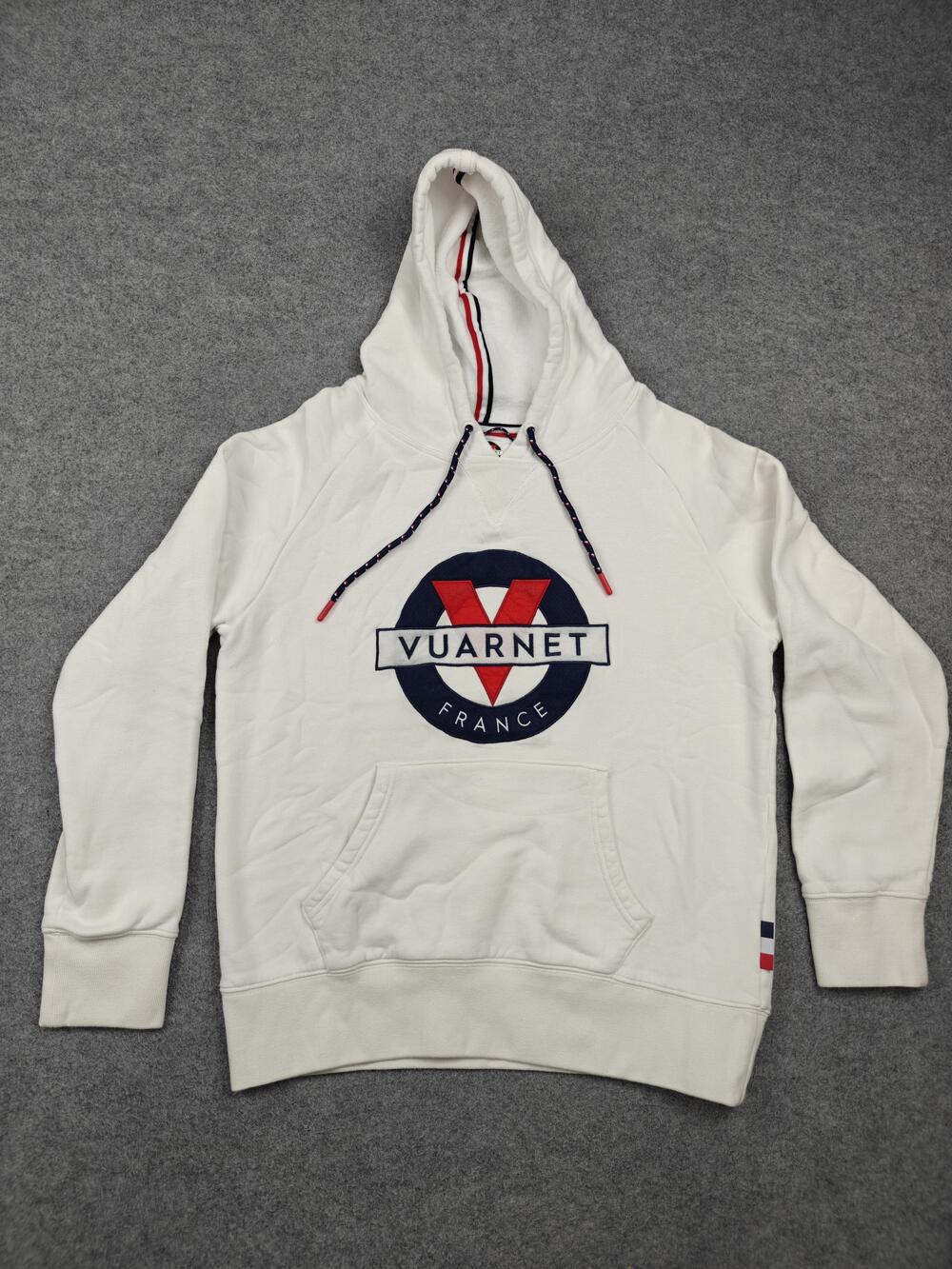 Vuarnet Hoodie Mens Large White Pullover Fleece Hooded Graphic Drawstring